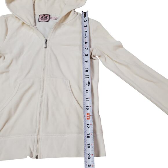 Y2k Juicy Couture Zip-Up Track Suit Velour Hoodie Cream Graphic - Small - Picture 7 of 8